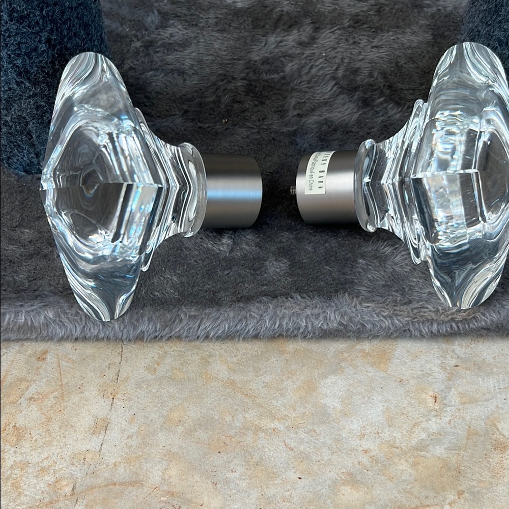 Pottery Barn Pewter and Crystal  Clear Finials.